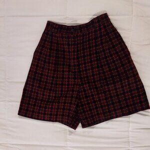 Vintage Corduroy Red & Black Plaid Skort Size PS